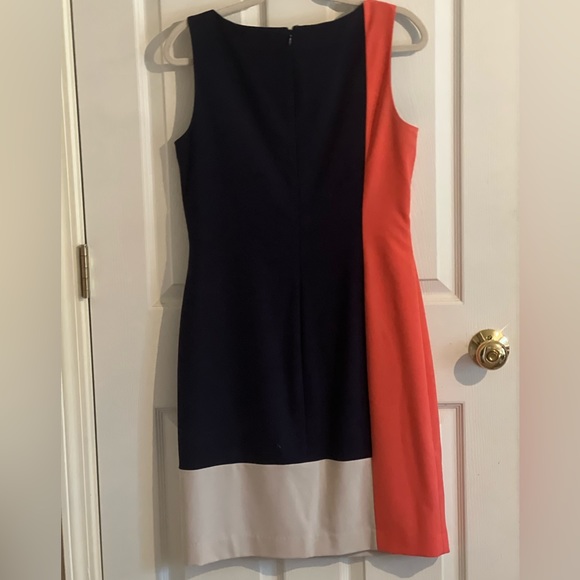Lauren Ralph Lauren Color Block Shift Dress Sz. 10 Orange, Blue and Cream. - Picture 3 of 6
